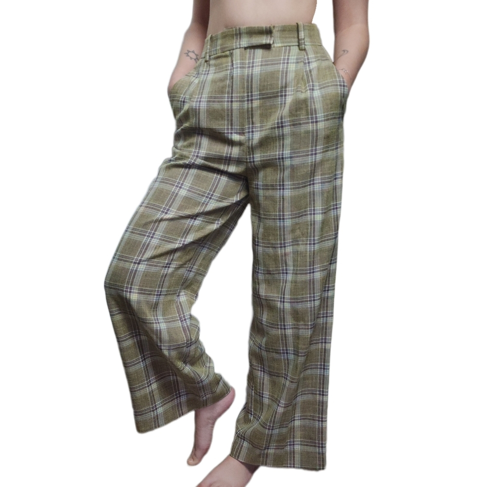 ZARA Plaid High Waisted Pants